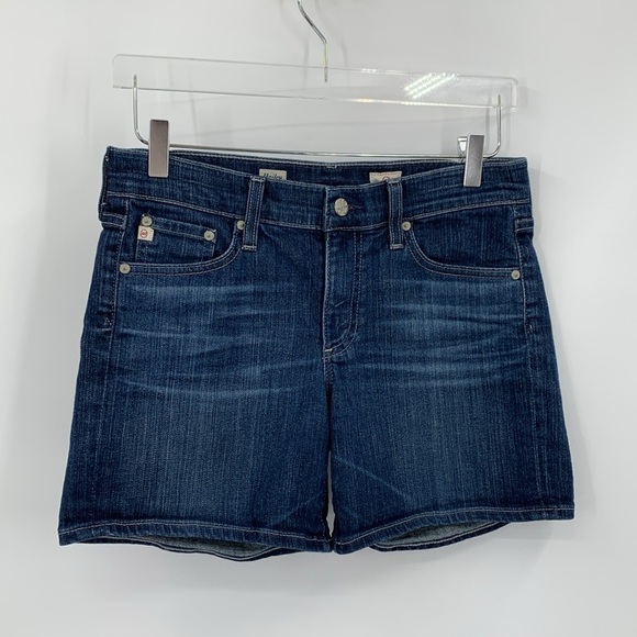AG Adriano Goldschmied Hailey ex-boyfriend denim jean shorts blue roll-up 26 - Picture 1 of 5